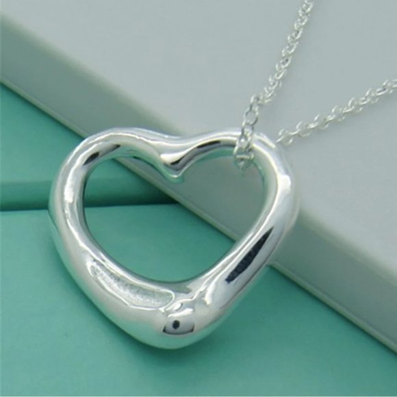 3 Styles Open Heart Silver Pendant | Modern Heart Necklace Design | Choker Chain - Picture 2 of 4
